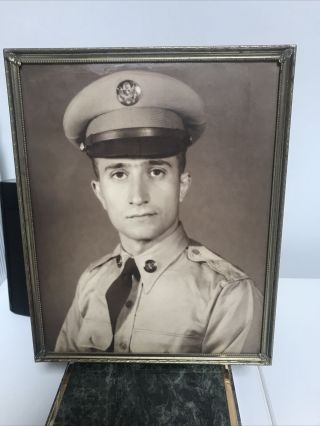 Vintage Framed 8 " X10 " B&w Photo Of U.  S.  Military Member 1940s - 1950s (f5)