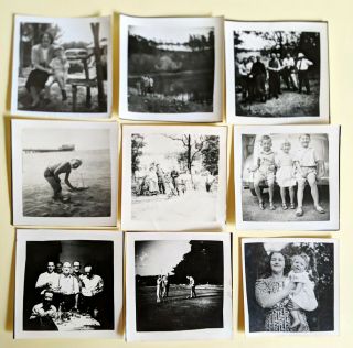 25 Photographs Vintage B&w 6x6 Cm.  People,  Family,  Wedding,  Social History