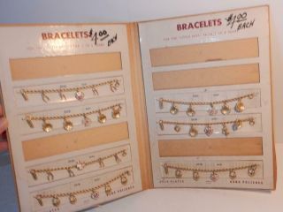 Vintage 1960s Store Display 6 " Charm Bracelet Locks Shells Music Nos Children 