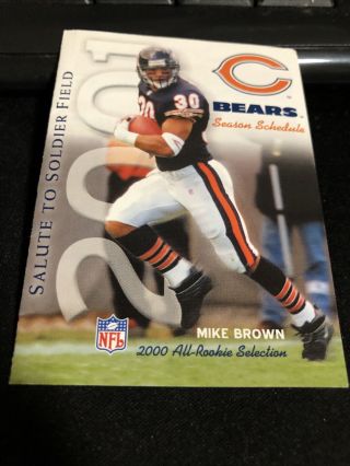 2001 Chicago Bears Football Pocket Schedule Toyota Version Mike Brown