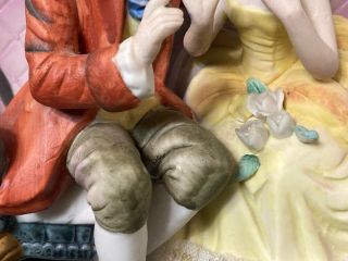 Vintage Cucci Figurine Royal Crown Victorian Couple on Couch Hand Painted 3
