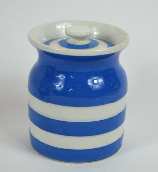 Vintage Cornishware Tg Green Covered Jar 4 Inches Tall