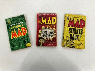 Vintage Set Of 3 Mad Paperback Books The Mad Reader Mad Strikes Back Utterly Mad