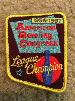 Vintage League Champion 1956 - 1957 Abc American Bowling Congress Award Patch