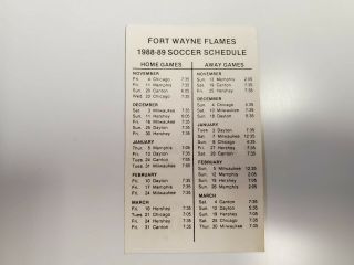 RS20 Fort Wayne Flames 1988/89 MISL Soccer Pocket Schedule Card - Michelob Dry 2