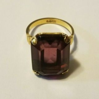 Vintage Avon Goldtone Cocktail Ring Size 9 W Big Purple Gemstone