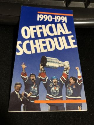 1990 - 91 Edmonton Oilers Hockey Pocket Schedule Molson Version