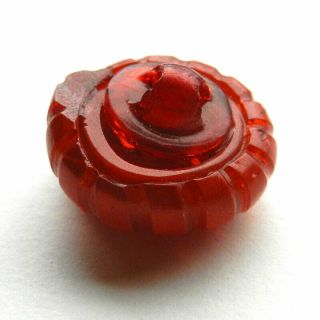 Vintage Bright Red Celluloid Button Extruded Snail Shell Design 7/8 
