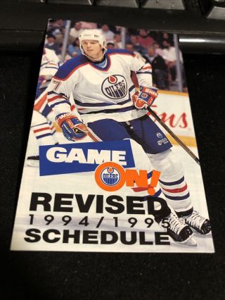 1994 - 95 Edmonton Oilers Hockey Pocket Schedule Revised Version