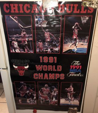 Michael Jordan Chicago Bulls 1991 Nba Champs Vintage Starline Poster 16 X 20