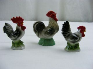 Vintage 3 Ceramic Chickens Hens Rooster 50 