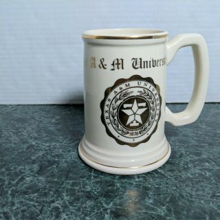Vintage Texas A&m University Aggies Ceramic Mug Cup Stein Made In Usa 713