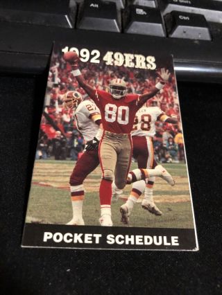 1992 San Francisco 49ers Football Pocket Schedule Budweiser Version Jerry Rice