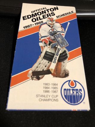 1987 - 88 Edmonton Oilers Hockey Pocket Schedule Molson Version
