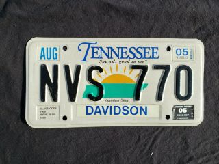 2005 Tennessee Sunrise License Plate Davidson County Nvs 770