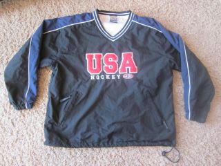 Usa Hockey Vintage Easton Windbreaker Pullover Jacket Sz L/xl 90 