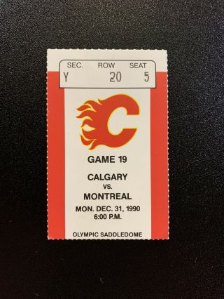 1990 - 91 Calgary Flames Nhl Ticket Stub Vs Montreal Canadiens Fleury Reichel Goal
