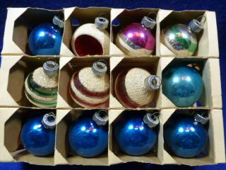 Vintage Shiny Brite & Other Glass Ornaments Ball Frosted 1 3/4 " Diameter