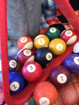 Vintage Aramith Pool Ball Set - Full Set Of 15 Balls,  Cue Ball