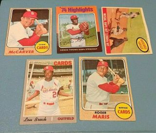 St.  Louis Cardinals Star Cards 5 Different Vintage Cards Dl0523