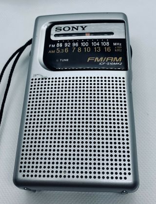 Sony Icf - S10mk2 Vintage Am/fm Headset Speaker Radio