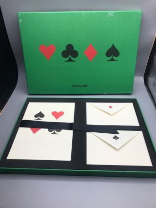 Assouline Playing Card Stationery Set 6 Notecards And Pad Vintage