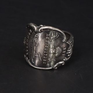 Vtg Sterling Silver - Tennessee State Seal Spoon Handle Ring Size 8 - 11g