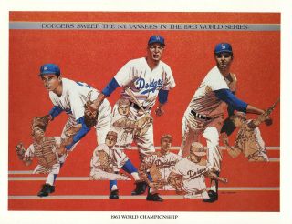 1984 Union Oil Dodgers " 1963 World Championship " Print Koufax Drysdale