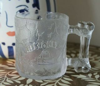 Vintage 90s Mcdonalds Flinstone Rocky Road Clear Glass Drink Cup Coffee Mug
