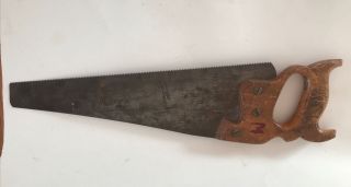 Vintage Warranted Superior Sway Back Hand Saw Wheat Handle