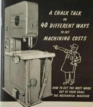 Vintage Doall Metal Bandsaw Saw 1942 Chalk Talk Booklet Continental Machines E1