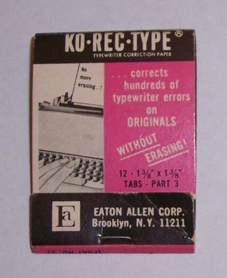 Vintage Ko - Rec - Type Typewriter Correction Paper Booklet Of 5 Tabs