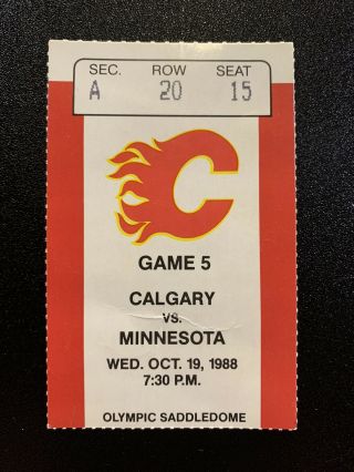 1988 - 89 Calgary Flames Nhl Ticket Stub Vs Minnesota North Stars Cup Year