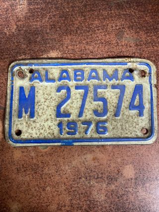 1976 Alabama Motorcycle License Plate.  (m 7505).  Bad