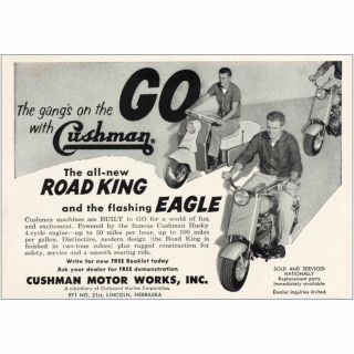 1958 Cushman Motor: Road King And The Flashing Eagle Vintage Print Ad