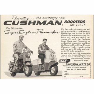 1959 Cushman Scooters Vintage Print Ad