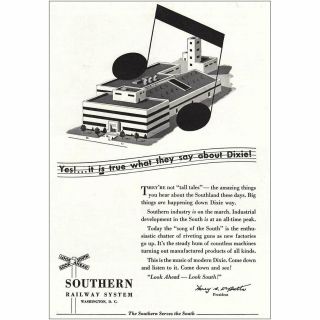 1952 Southern Railway: True What They Say About Dixie Vintage Print Ad
