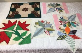 Six Vintage Patchwork Quilt Blocks,  Carolina Lily,  Flower Garden,  Star Design