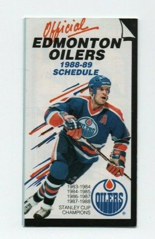 1988 - 89 Edmonton Oilers Pocket Schedule (sked)