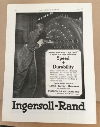 Ingersoll - Rand Chipper Hammer 1923 Vintage Print Ad 1920s Illus Factory