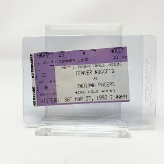 Denver Nuggets Vs.  Indiana Pacers - March 27,  1993 - Ticket Stub - Mcnichols