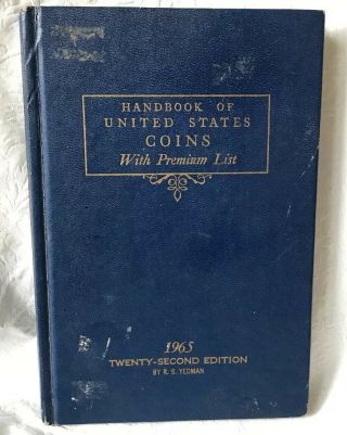 Vintage 1965 Handbook/blue Book Of United States Coins Hardcover Book R.  S Yeoman