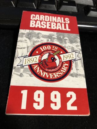 1992 St.  Louis Cardinals Baseball Pocket Schedule Kmox Version