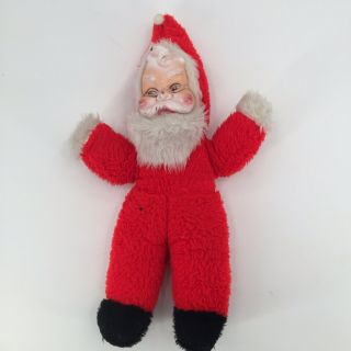 Vintage Rubber Vinyl Faced Santa Claus Plush Doll