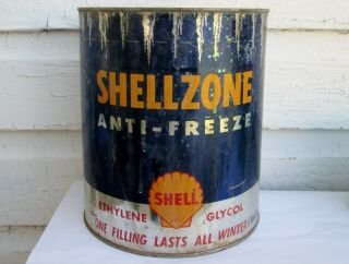 Vintage Old Shellzone Anti Freeze Tin Can Shell Canada Ltd 1 Imperial Gallon