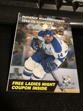 1996 - 97 Phoenix Roadrunners Hockey Pocket Schedule Circle K Version