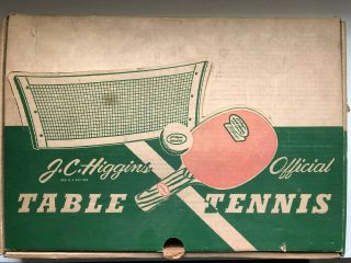 Vintage Jc Higgins Table Tennis Ping Pong Complete Set Net Box Sears