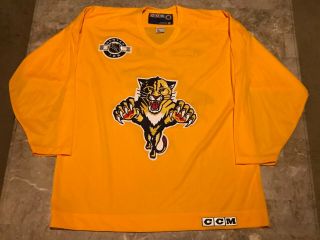 Vintage 90s Florida Panthers Ccm Center Ice Yellow Promo Jersey Adult Size Xl