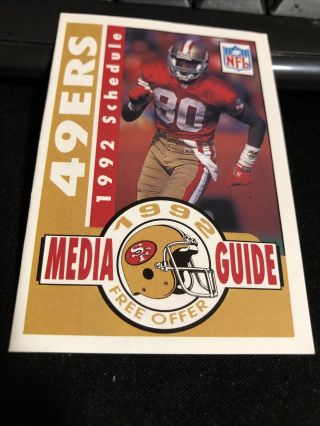 1992 San Francisco 49ers Football Pocket Schedule Sterling Version Jerry Rice