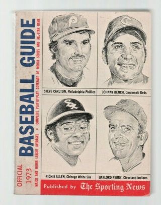 1973 Official Baseball Guide From The Sporting News Book - Bench,  Carlton,  Perry